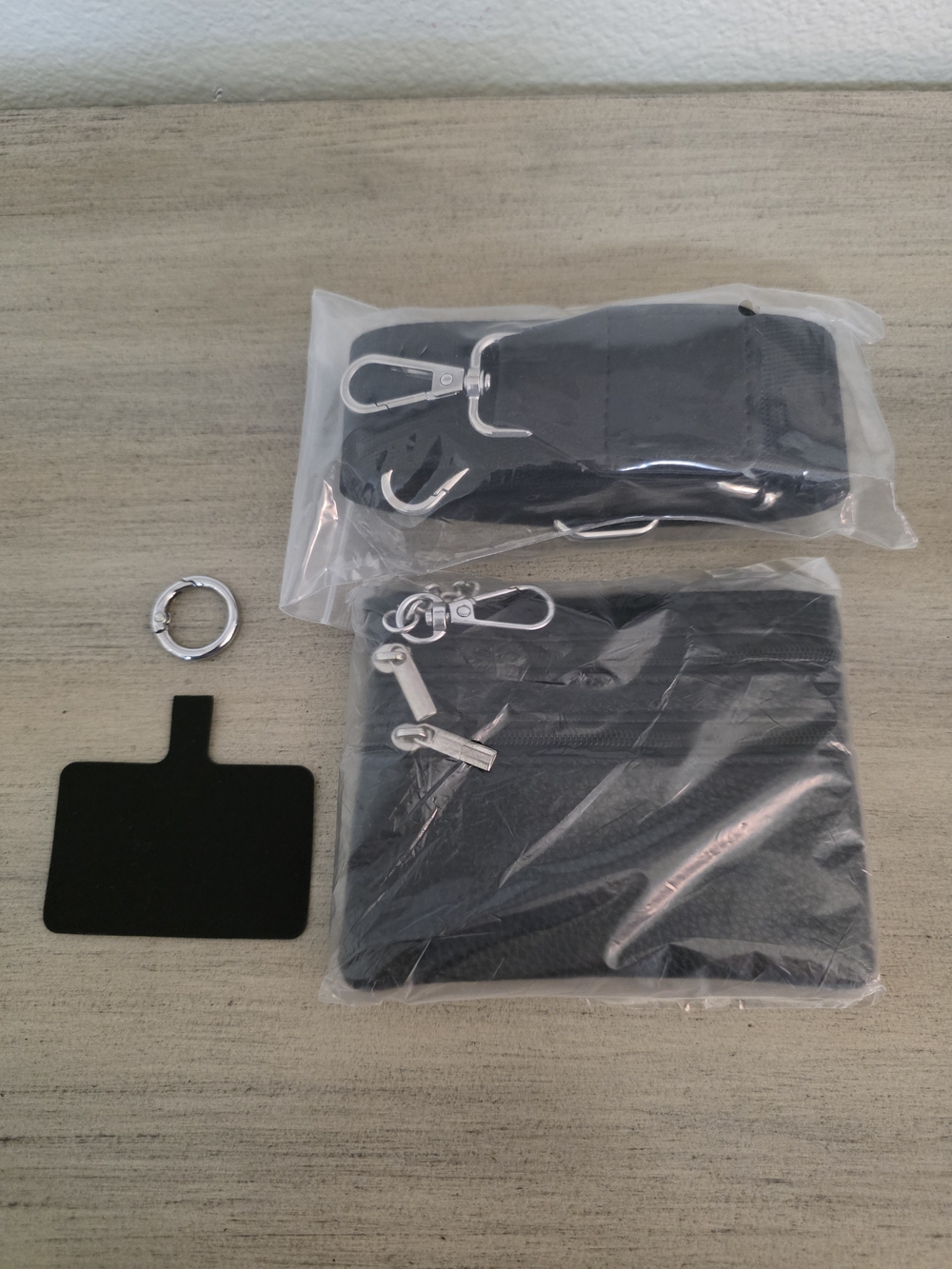 Universal Black Travel Phone Pouch with Strap and Keyring